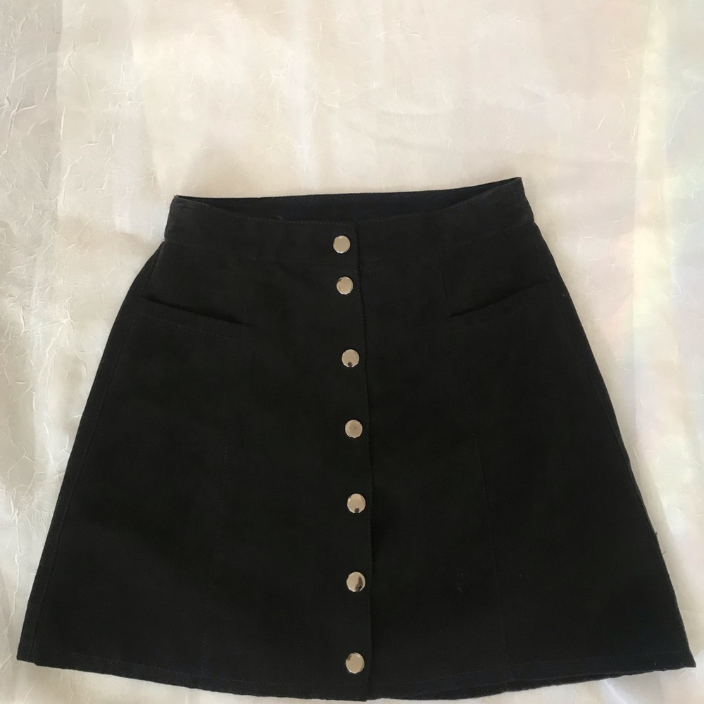 Black faux suede mini skirt